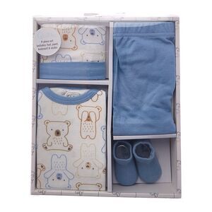 Quiltex Girls  Bears 4Pc Layette Box Set, White